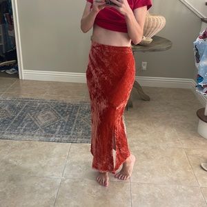 Anthropology skirt velvet .. rust orange size 0